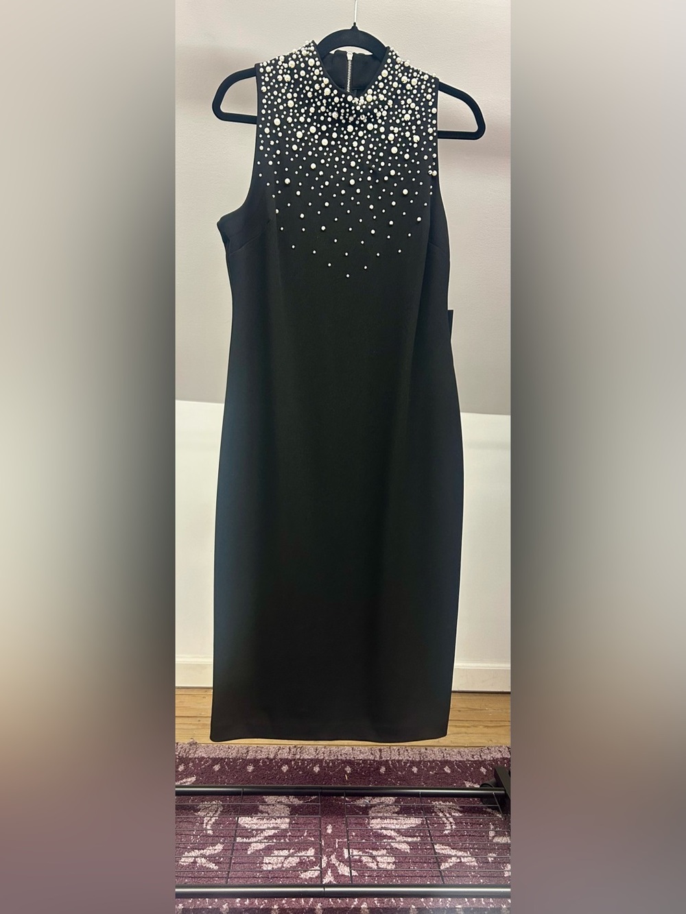 Karl Lagerfeld Black Strapless Dress with Pearl Detail